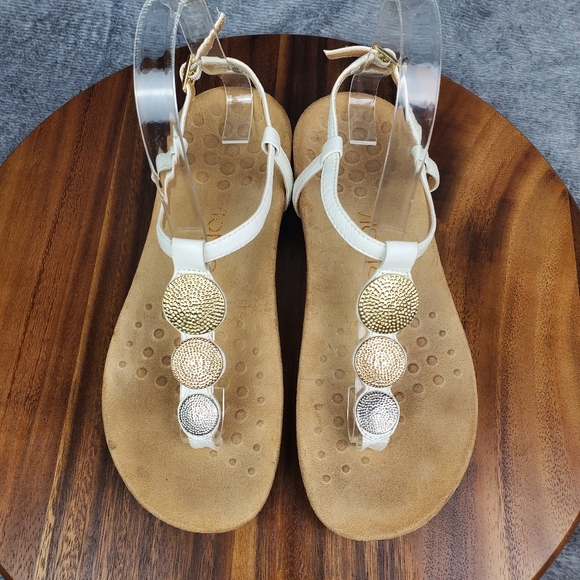 Vionic Lizbeth Sandals Women's 7 White Gold Metallic Buckle Strap - Picture 5 of 10